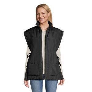 World Market Black Tie-Side Puffer Vest with Pockets One Size NWTs